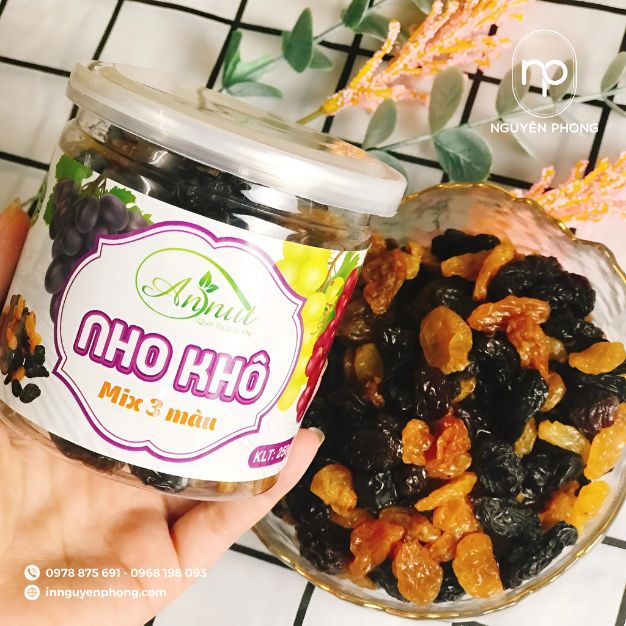 in tem dán nho khô mix 3 màu